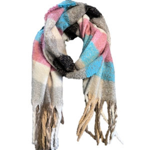 𝅺Soft Multi-Colored Checkered Tassel Scarf